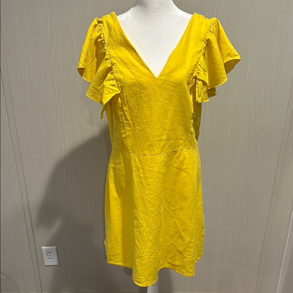 Yellow Ruffle Sleeve Dress